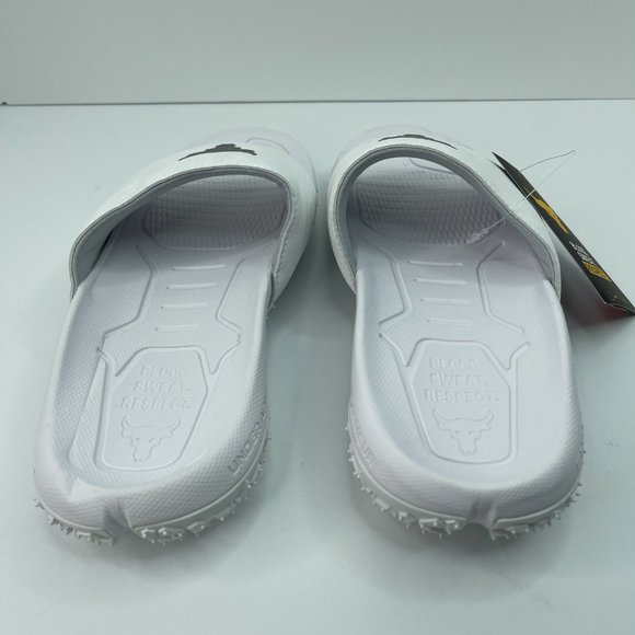 NEW Under Amour Project Rock Slide Sandals White Men's Size 8 3023762 101 - Picture 4 of 6